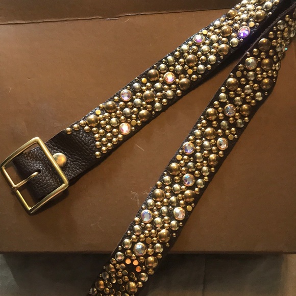 Brown leather stud belt - Picture 1 of 1